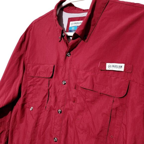 Magellan Mens Fishing Shirt Size XL Red Long Sleeve Lightweight Breathable - Picture 2 of 11